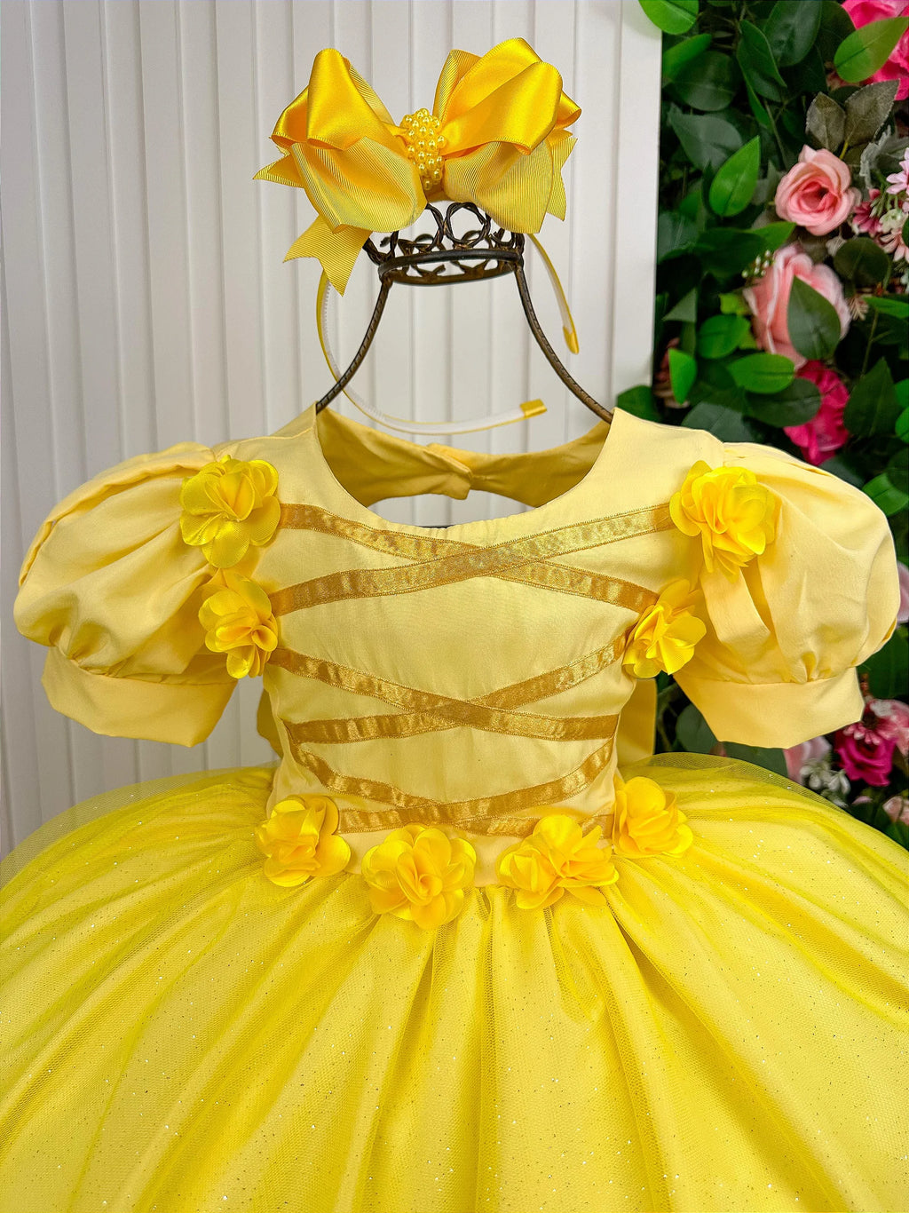 Vestido Bella Child/Fantasia Longa Princesa Amarelo