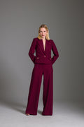 Calça Wide Lisa Com Bolsos Faca Cabernet CHARRY