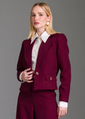Blazer Spencer Liso Com Lapelas Cabernet CHARRY