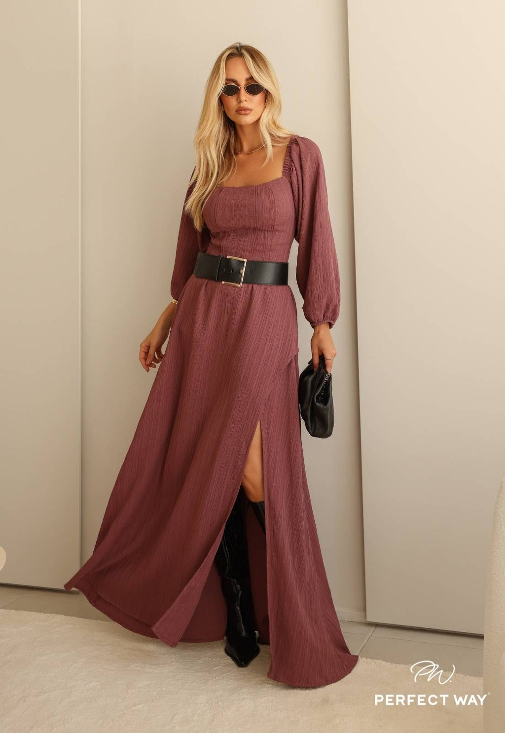 VESTIDO LONGO FEMININO ROSA ENVELHECIDO PERFECT WAY