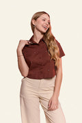 CAMISA FLORECER MARROM