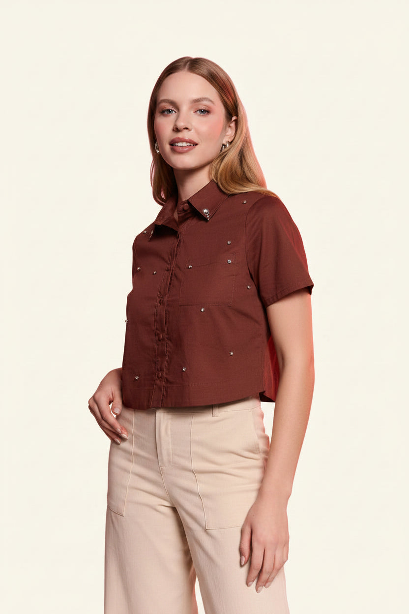 CAMISA FLORECER MARROM
