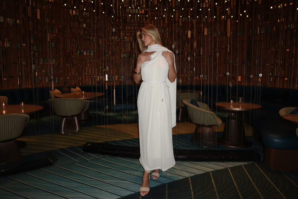 Vestido Super Midi Liso Ombro Único Charry