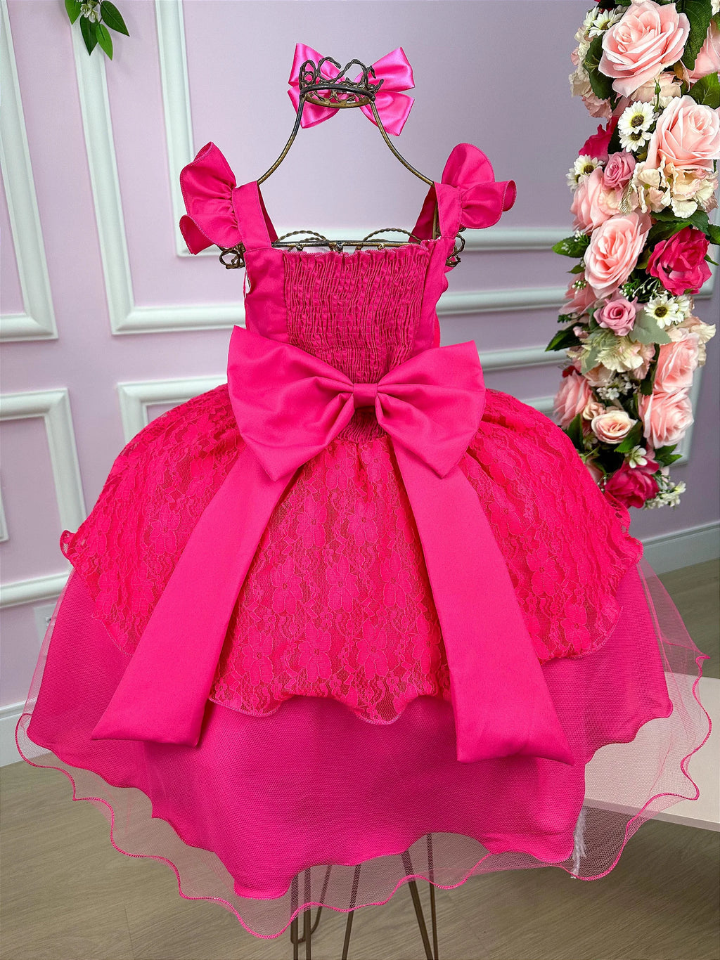 Vestido Princesa Belli Tematico Barbie Luxinho Pink Glamim