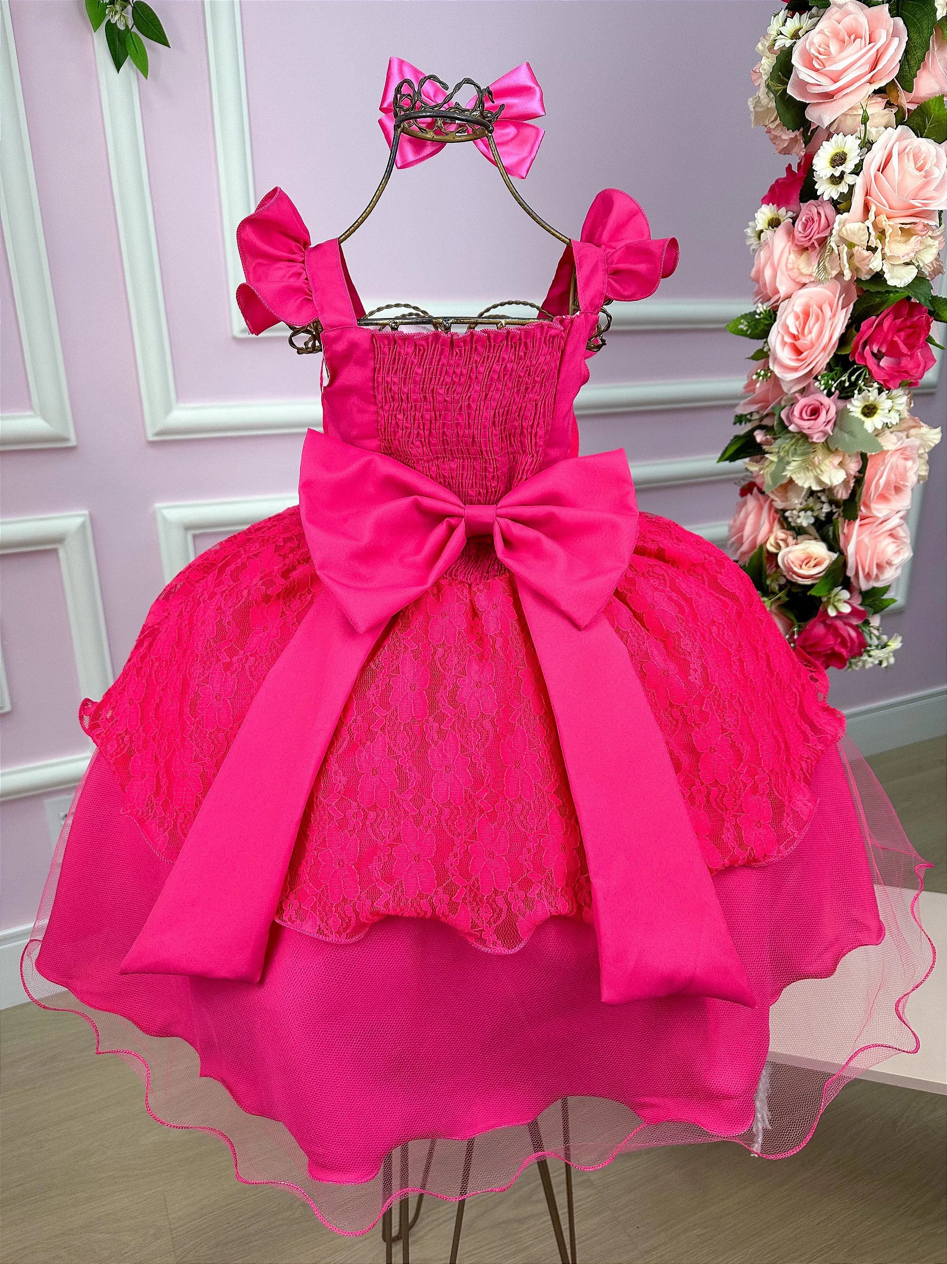 Vestido Princesa Belli Tematico Barbie Luxinho Pink Glamim