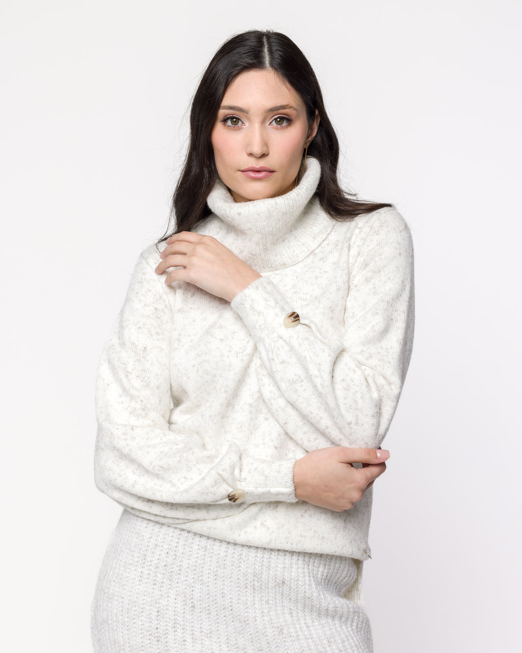 Blusa Bárbara Prega no punho com botão - TRICOT