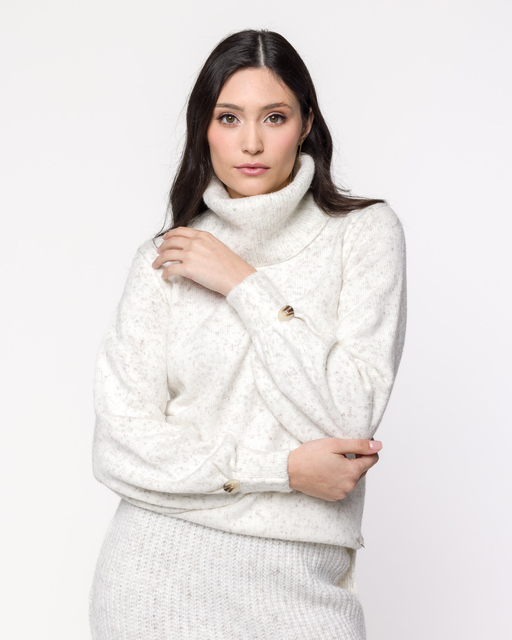 Blusa Bárbara Prega no punho com botão - TRICOT
