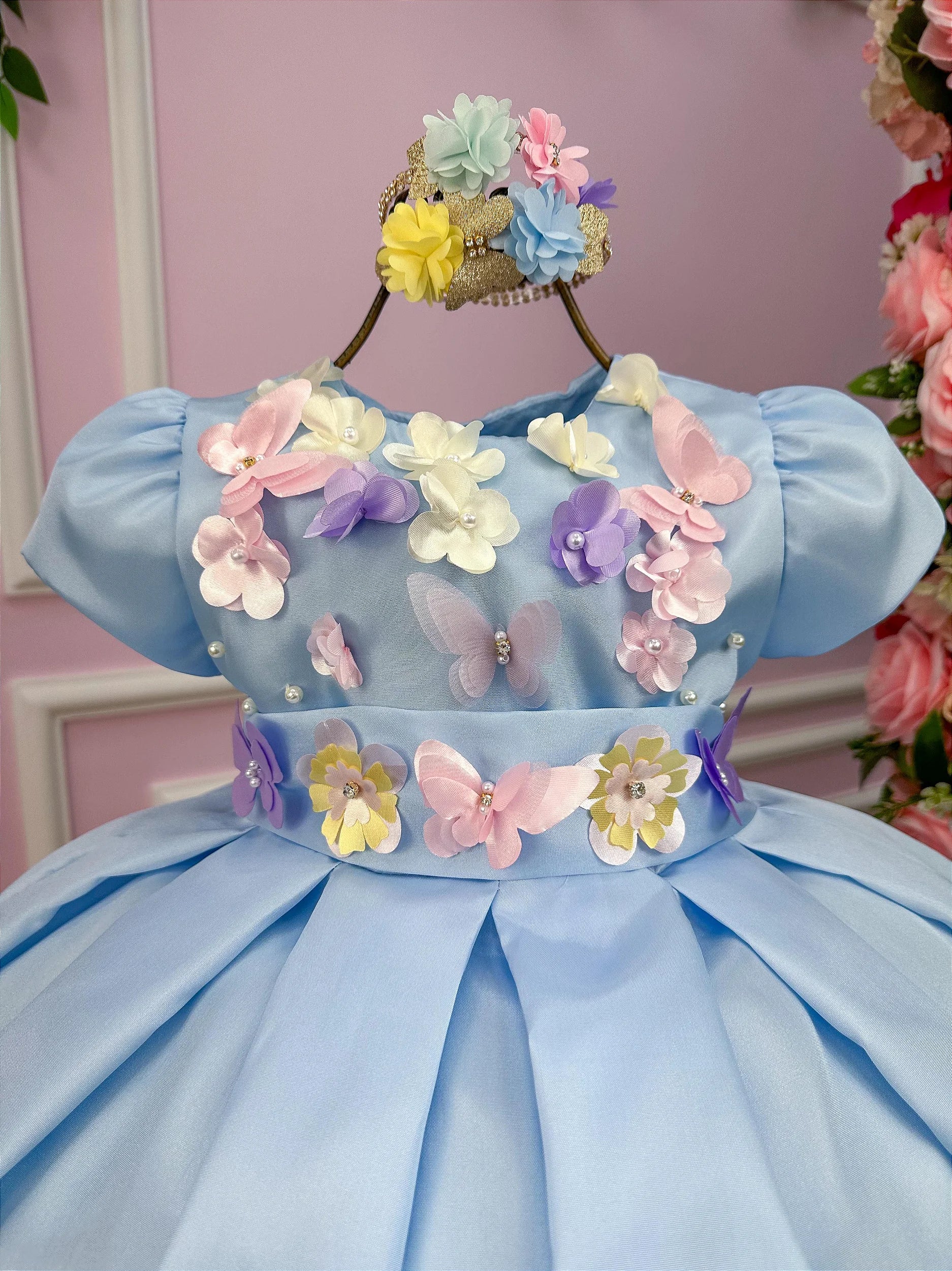Vestido Jardim Encantado Azul Bebe - DAMINHA