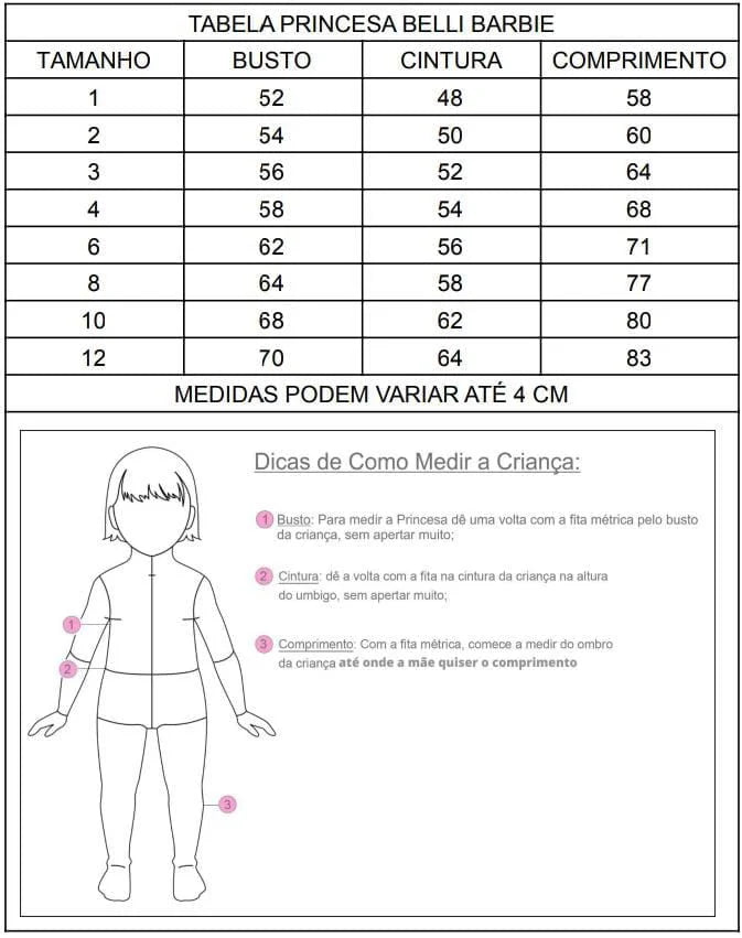 Vestido Princesa Belli Tematico Barbie Luxinho Pink Glamim