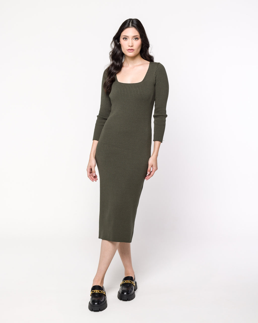 Vestido Tricot Canelado com Fenda Stella - RAYAR