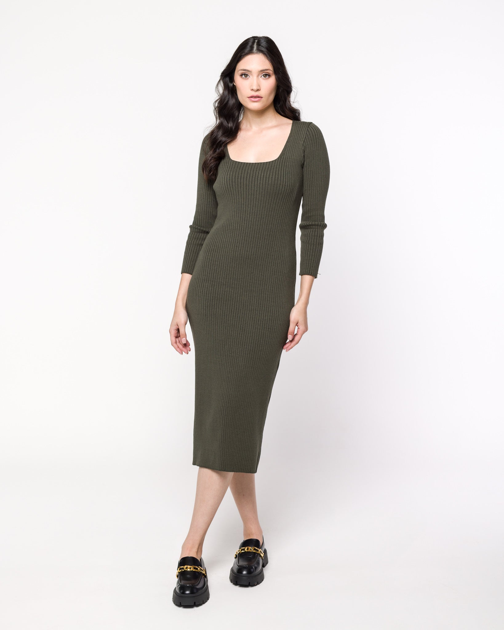 Vestido Tricot Canelado com Fenda Stella - RAYAR