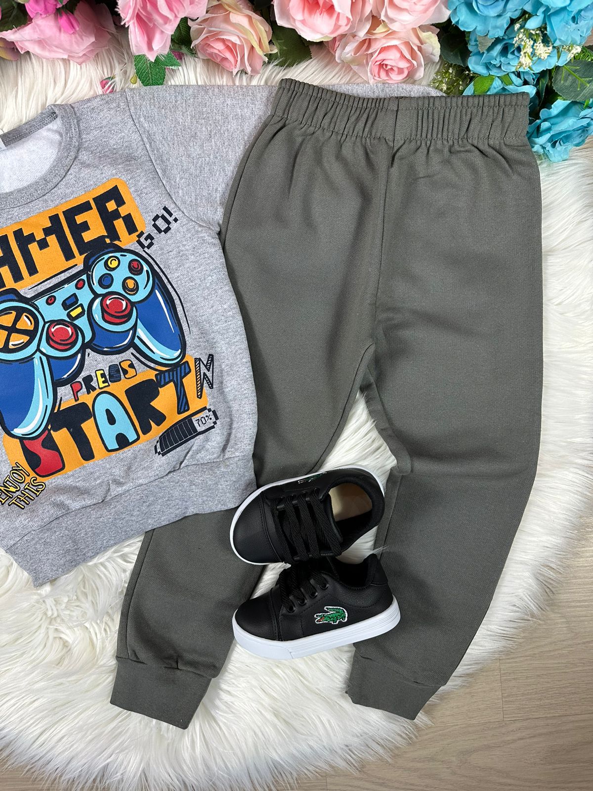 Conjunto Inverno Taita Kids Menino Game Over Cinza