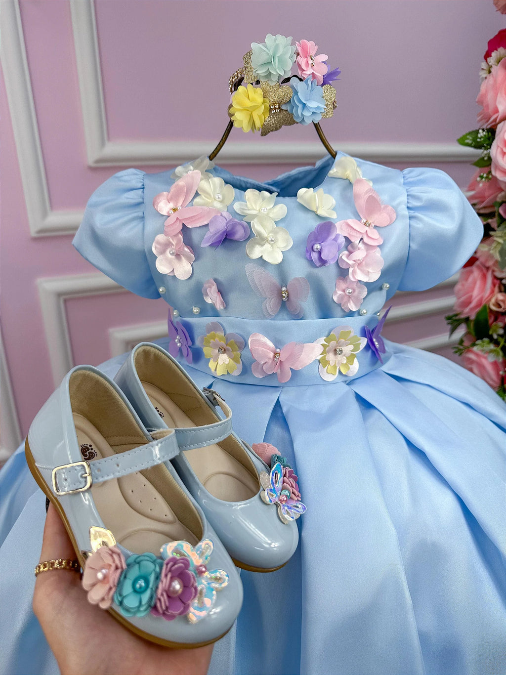 Vestido Jardim Encantado Azul Bebe - DAMINHA