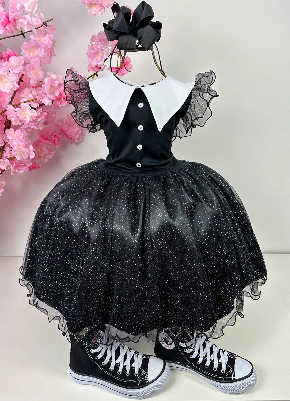 Vestido Marie Tematico Wandinha - Vandinha Merlina Adams - Glamim