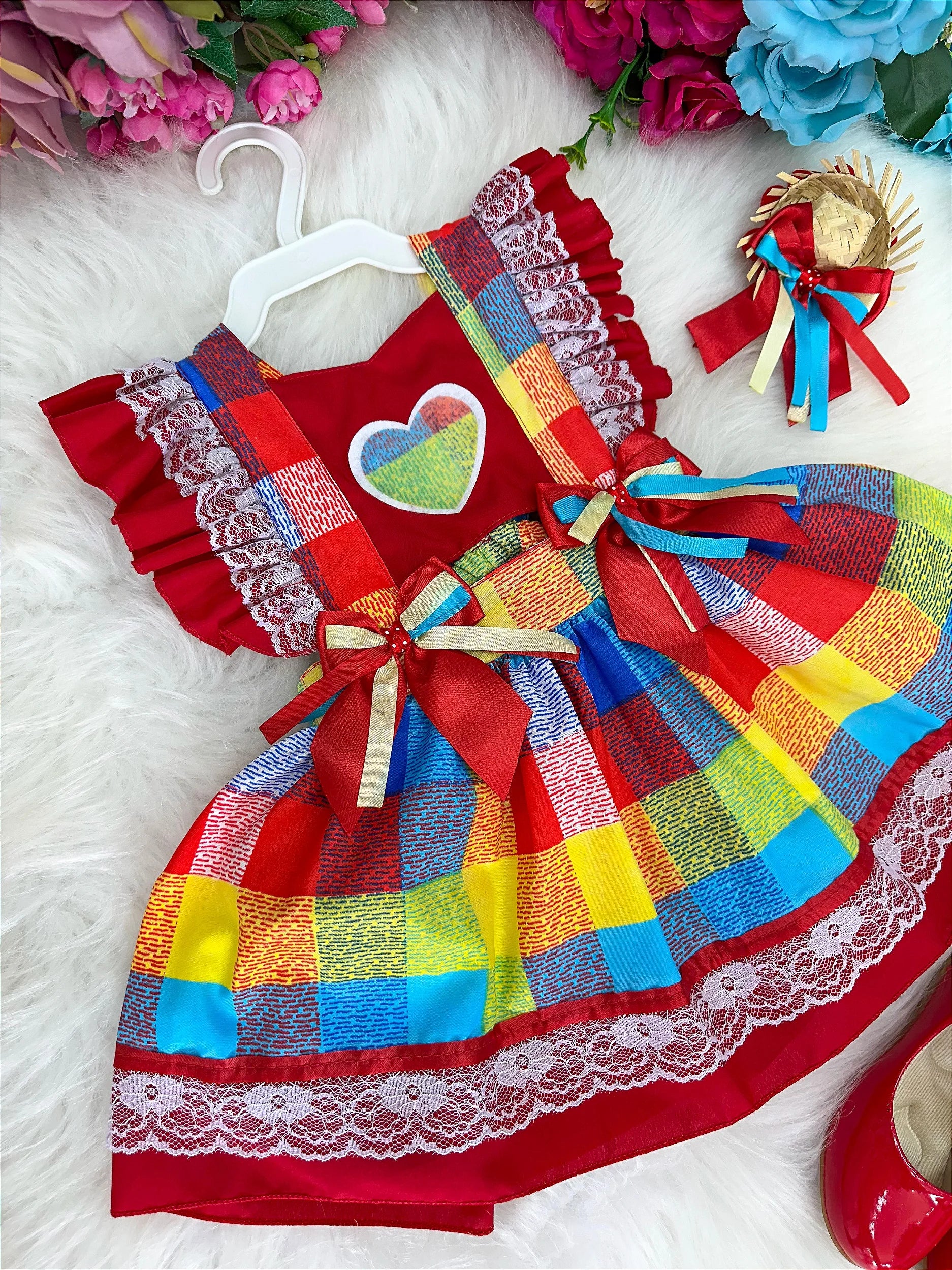 Romper/Vestido Princesa Belli Junino Vermelho