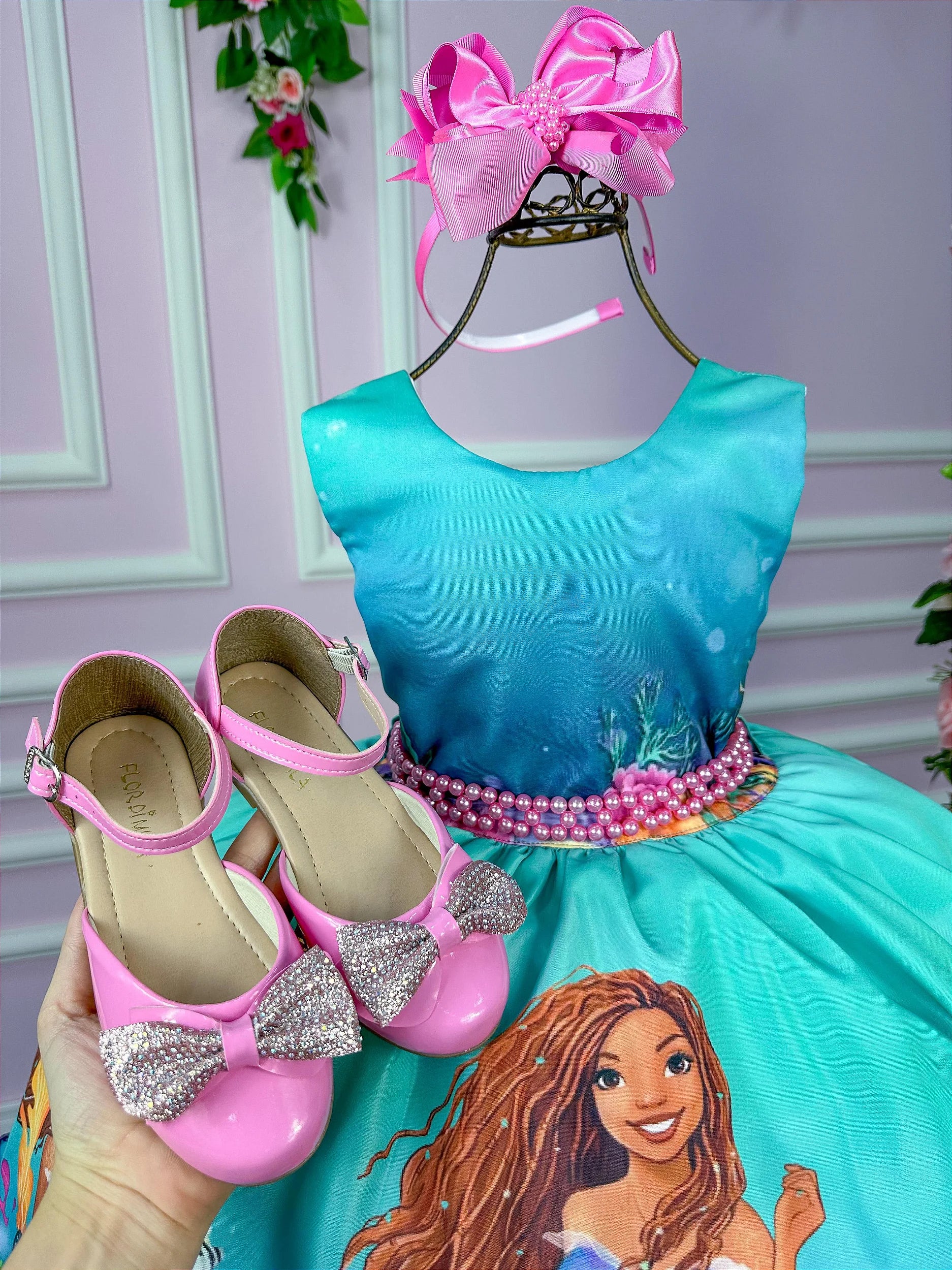 Vestido Tematicos da Miss Ariel - A Pequena Sereia Glamim