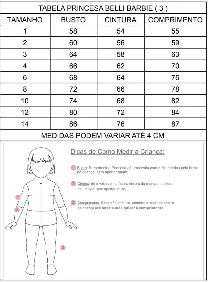Vestido Princesa Belli Tematico Barbie Rosa Glamim