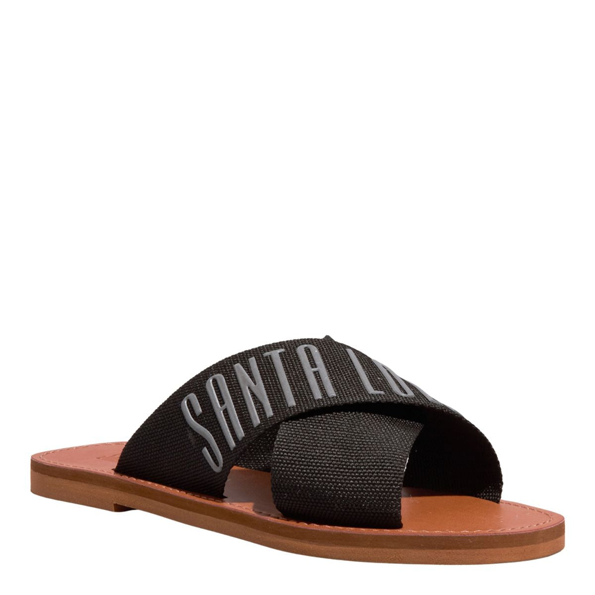 Rasteira Tiras Cruzadas Gorgurão Preto
