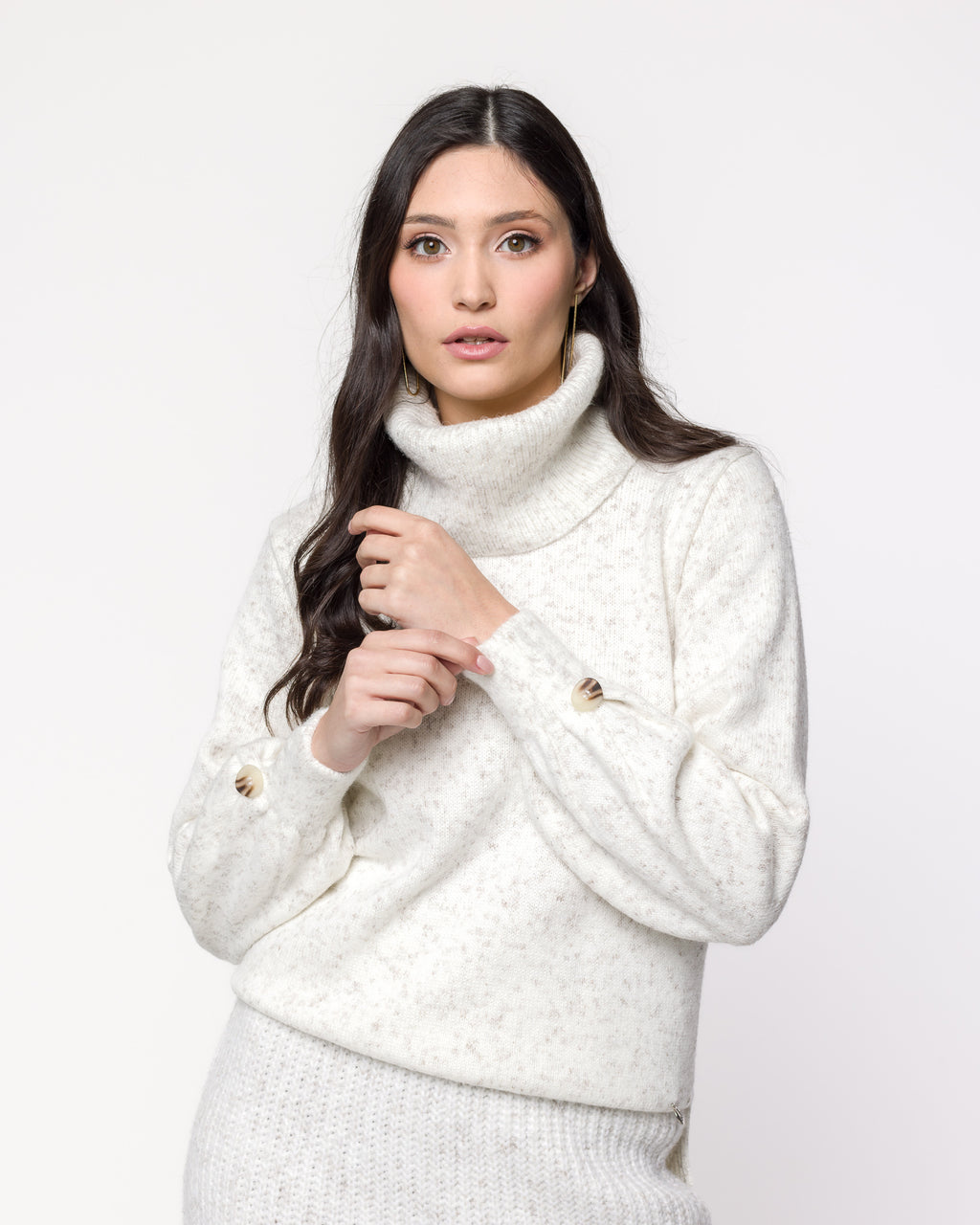 Blusa Bárbara Prega no punho com botão - TRICOT