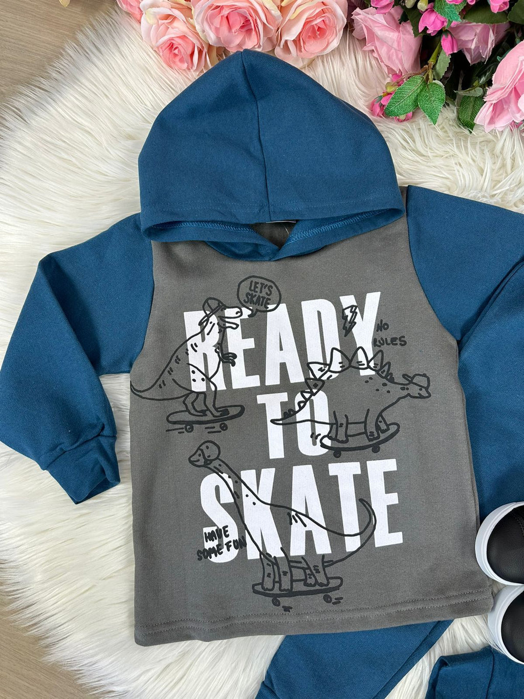 Conjunto Inverno Taita Kids Meninos Dinossauro Skate Verde