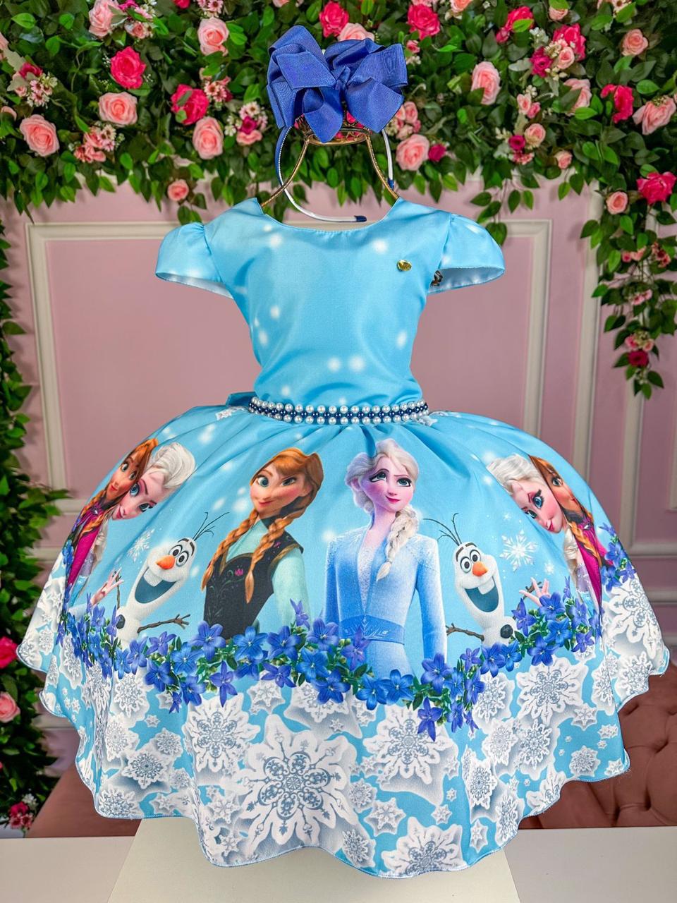 Vestido Infantil Temáticos Kids Frozen Glamim