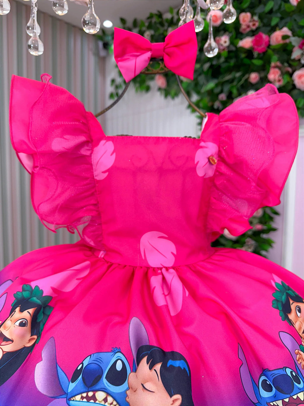 Vestido Temáticos Kids Lilo Stitch Pink Glamim