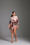 Vestido Curto Estampado Com Mangas Bufantes CHARRY