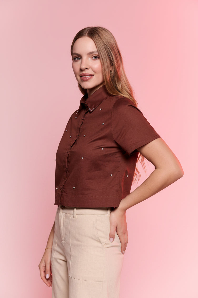 CAMISA FLORECER MARROM