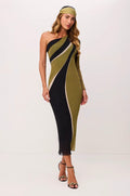VESTIDO SUPER MIDI ESTAMPADO COM OMBRO ÚNICO