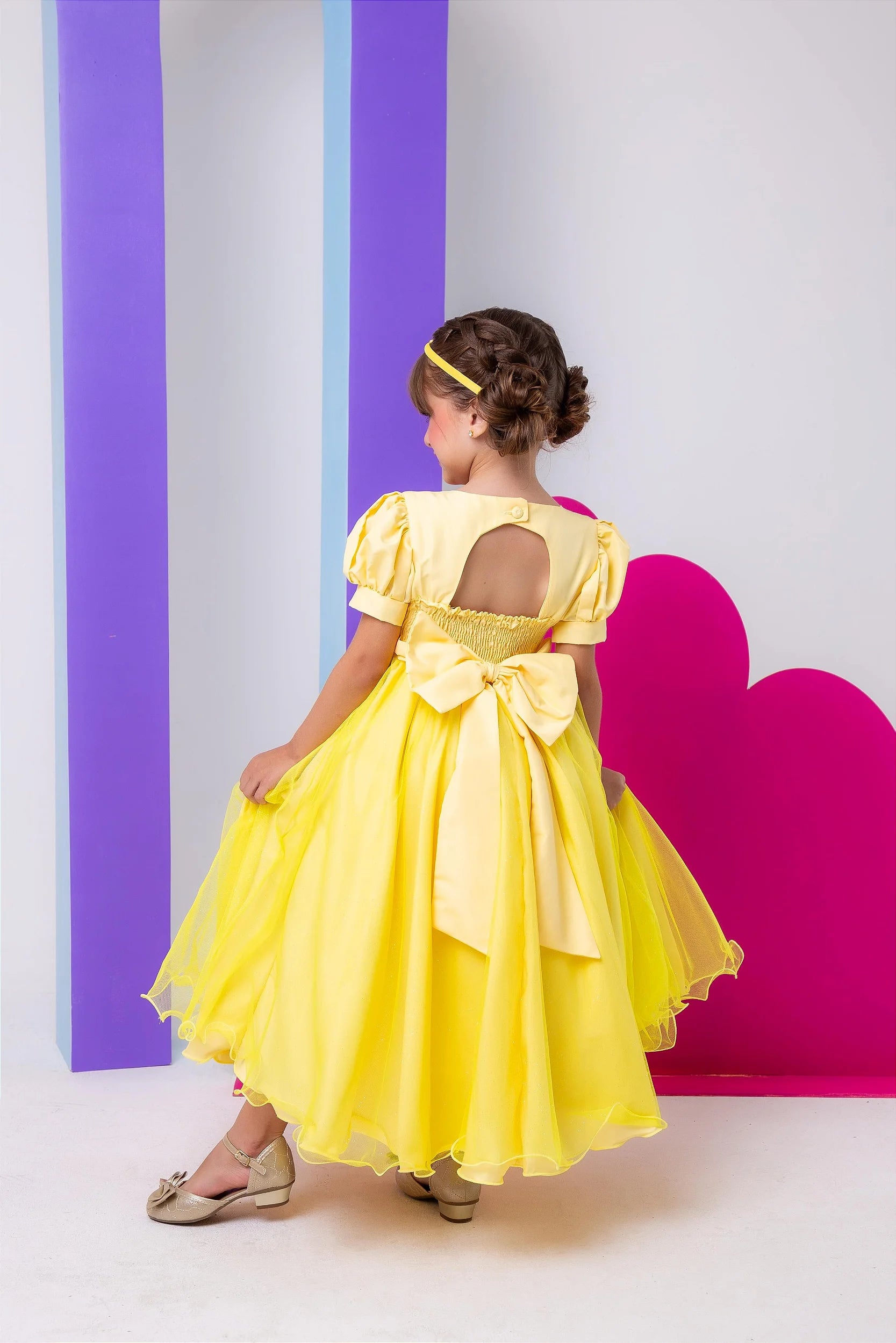 Vestido Bella Child/Fantasia Longa Princesa Amarelo