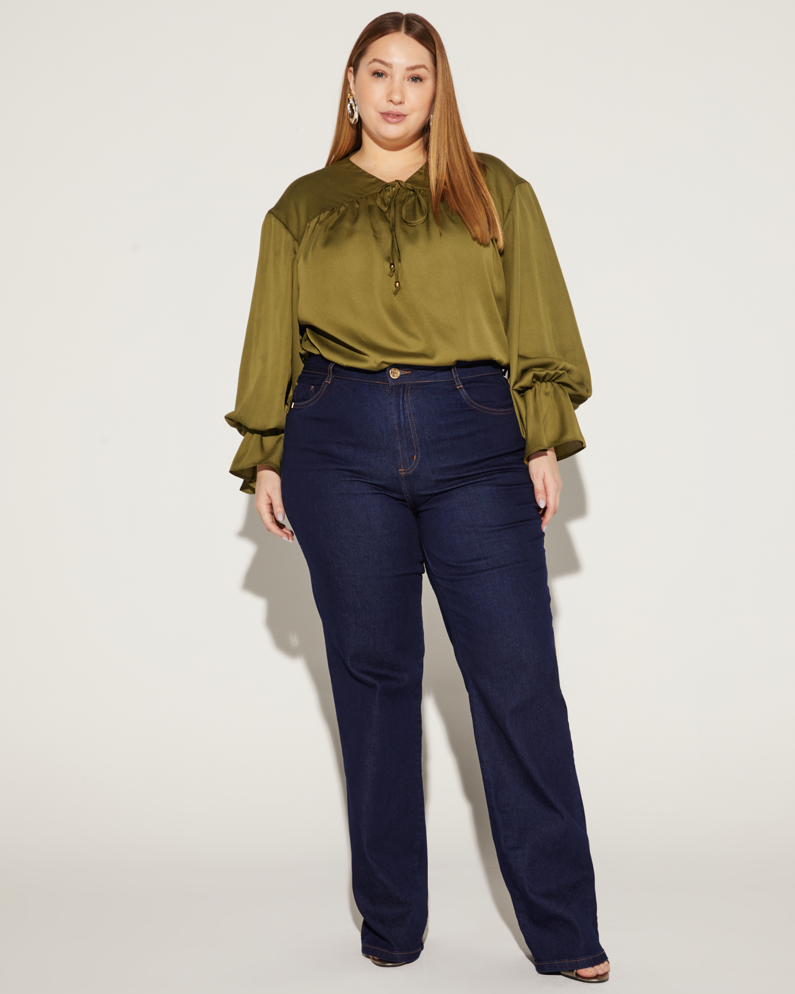 CALÇA WIDE FEMININA CURVES ONÇA PRETA
