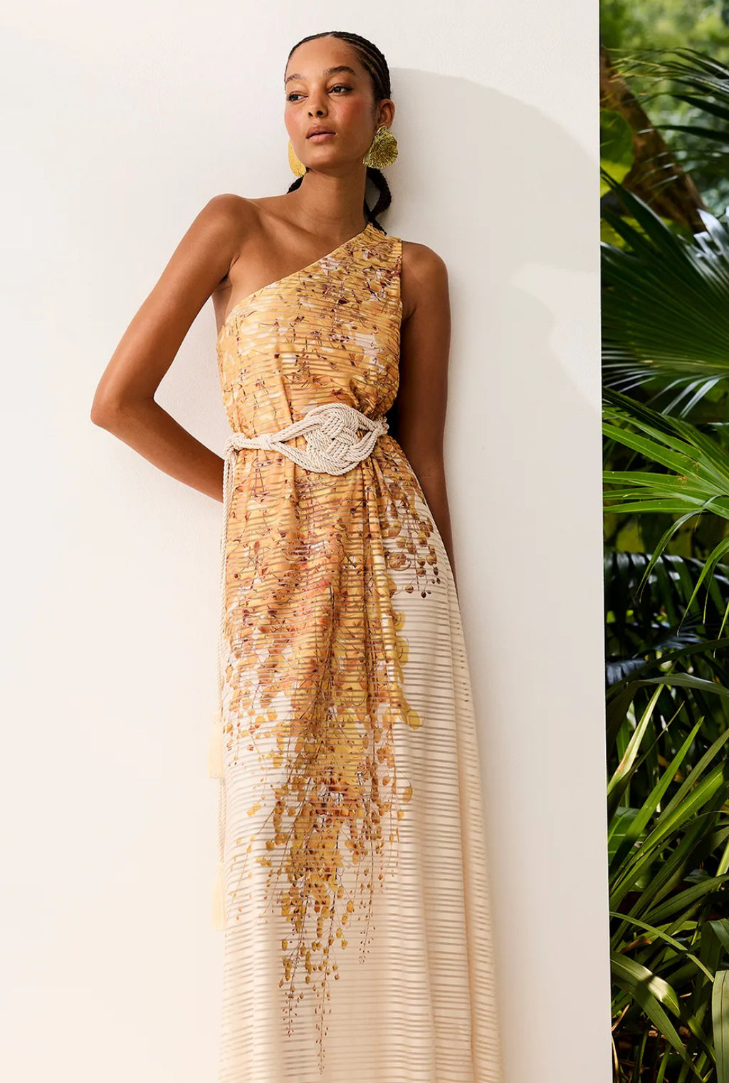 VESTIDO LONGO ESTAMPADO OMBRO ÚNICO