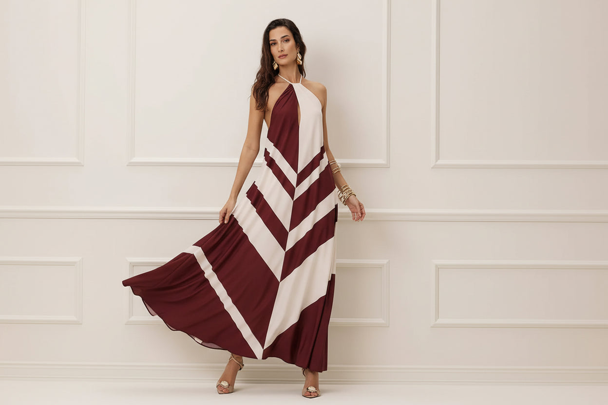 Vestido Longo Estampado Frente Única Charry