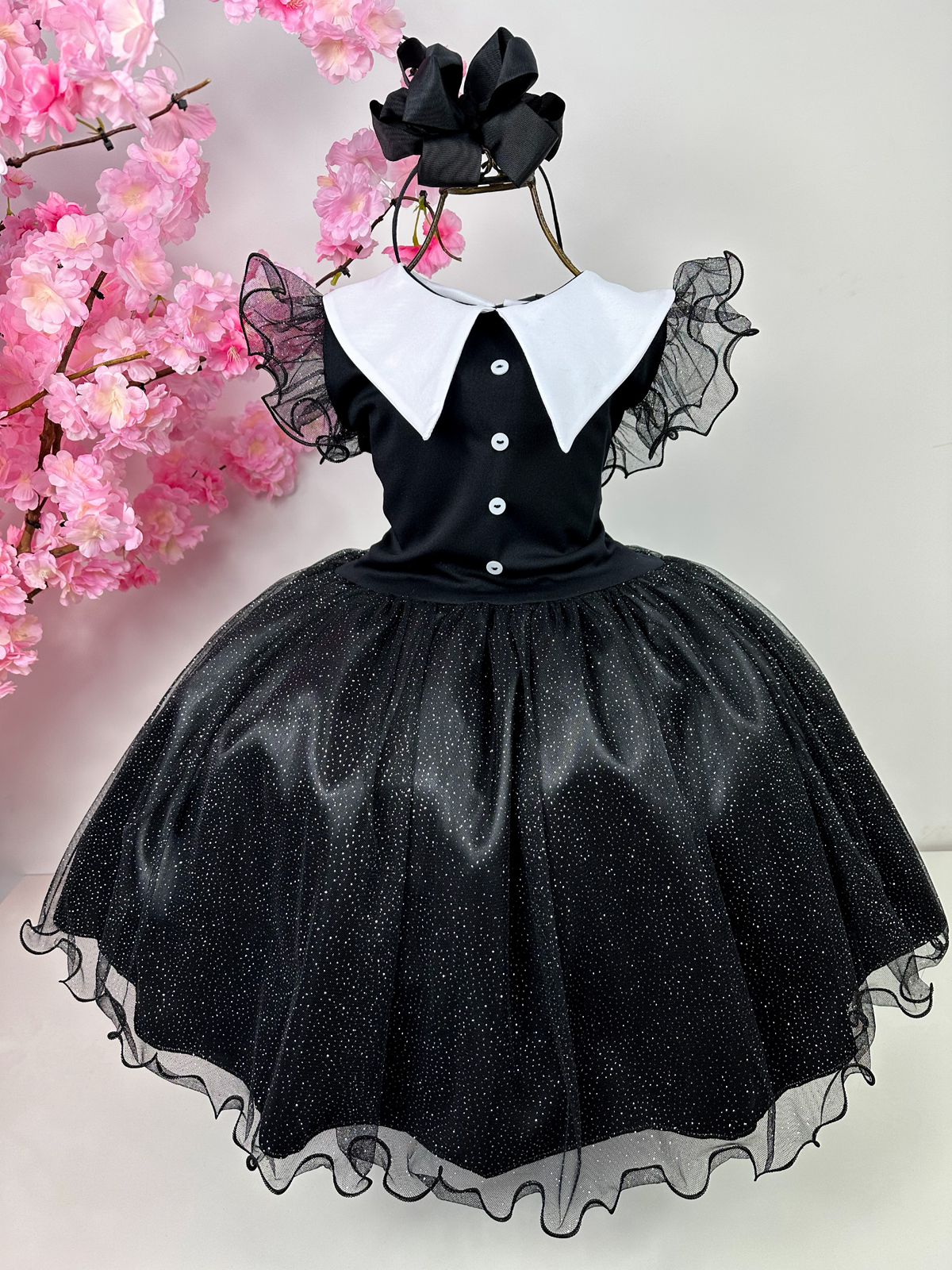 Vestido Marie Tematico Wandinha - Vandinha Merlina Adams - Glamim