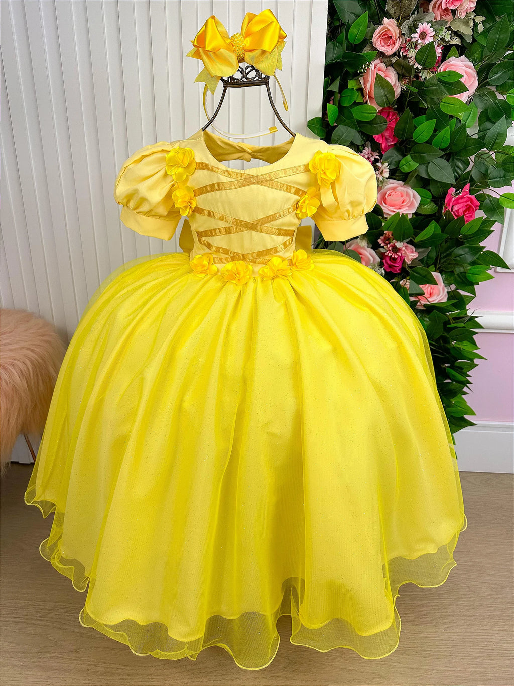 Vestido Bella Child/Fantasia Longa Princesa Amarelo