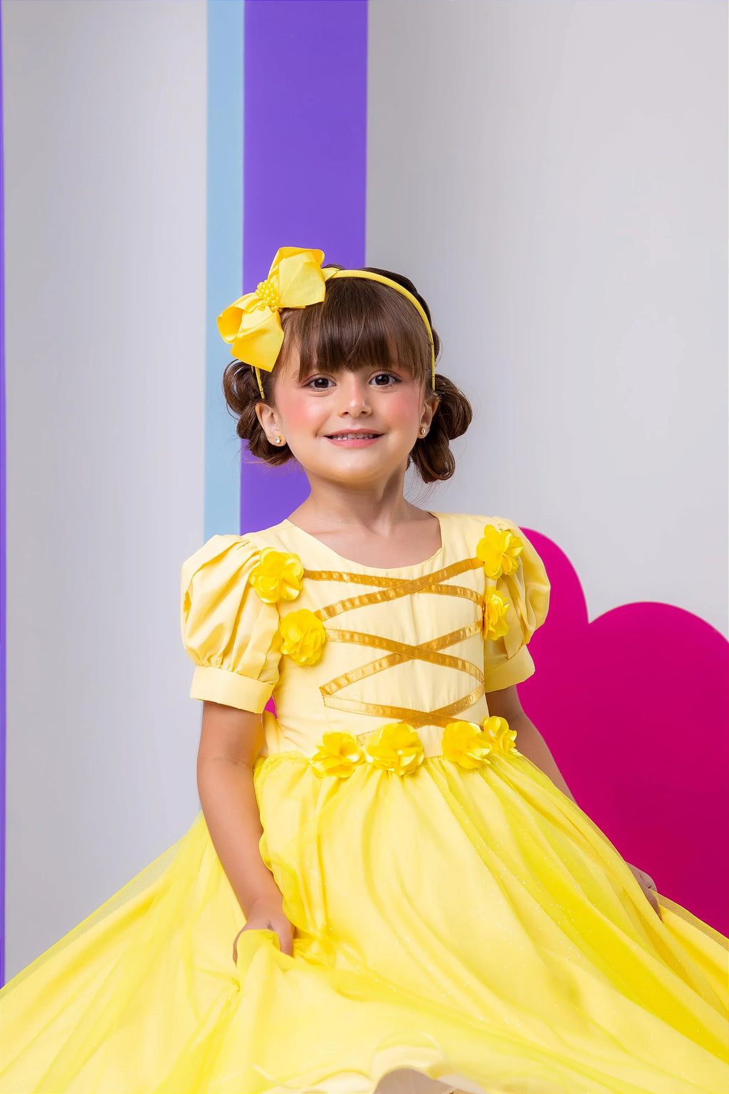 Vestido Bella Child/Fantasia Longa Princesa Amarelo