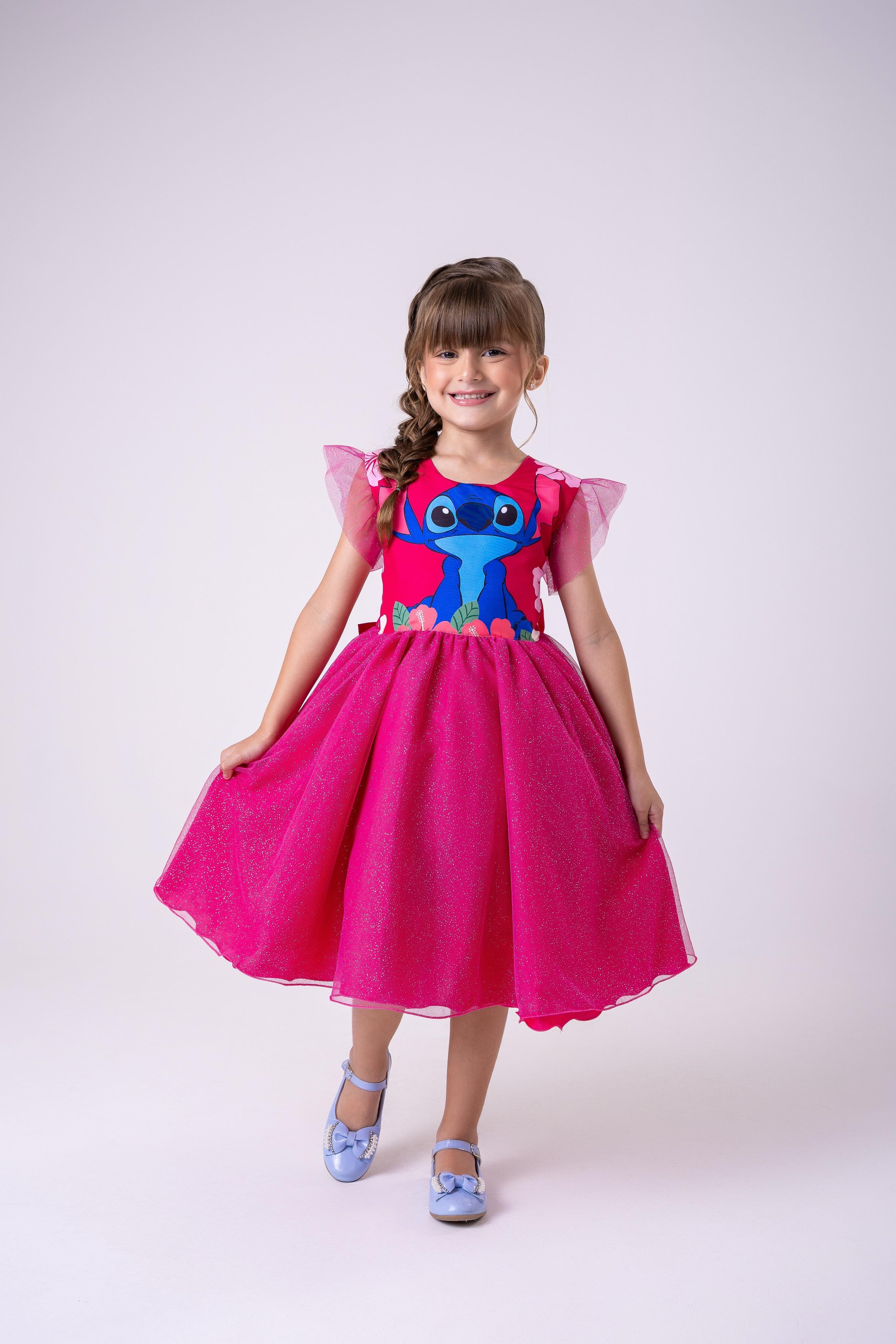 Vestido Tematicos Ysa Kids Lilo Stitch Pink Modelo