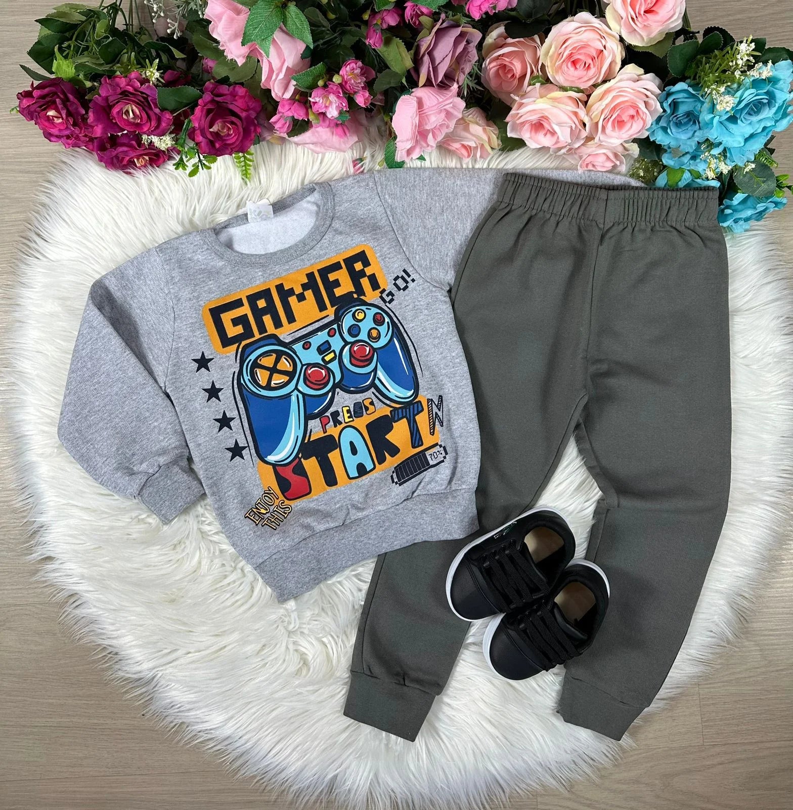 Conjunto Inverno Taita Kids Menino Game Over Cinza