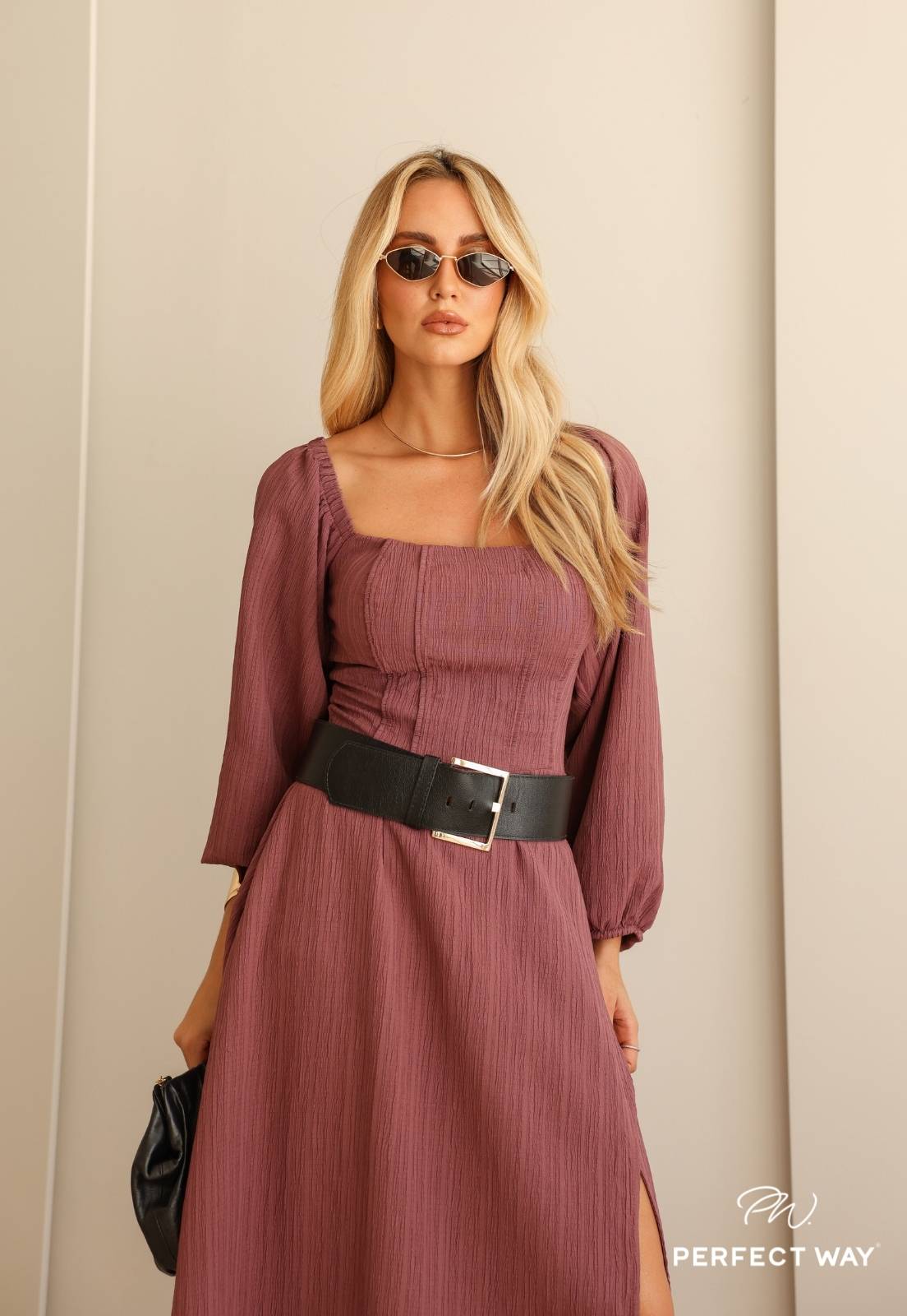 VESTIDO LONGO FEMININO ROSA ENVELHECIDO PERFECT WAY