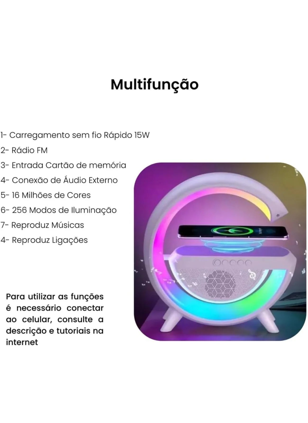 Alto-falante Bluetooth G com estação inteligente, estação inteligente, RGB, Bluetooth luminoso, 3 em 1