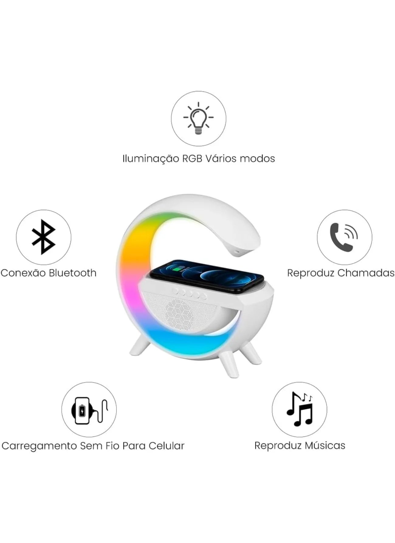 Alto-falante Bluetooth G com estação inteligente, estação inteligente, RGB, Bluetooth luminoso, 3 em 1