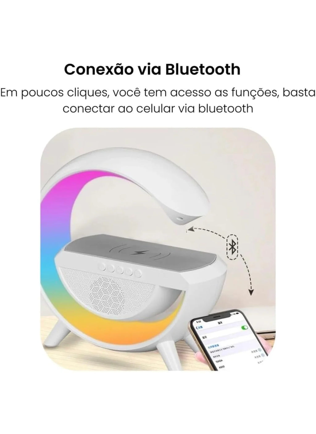 Alto-falante Bluetooth G com estação inteligente, estação inteligente, RGB, Bluetooth luminoso, 3 em 1