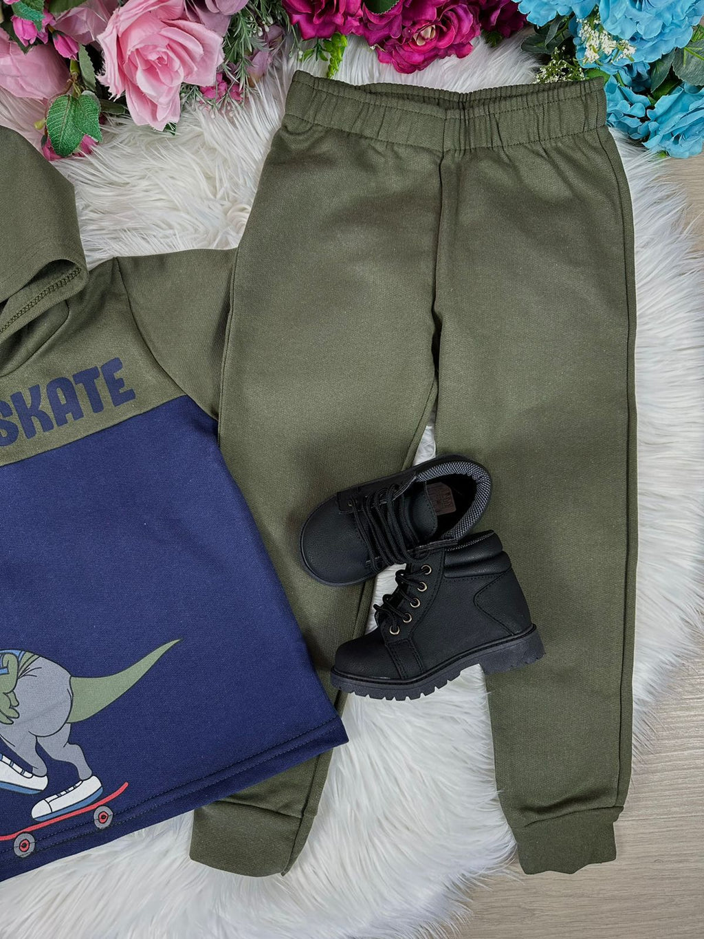 Conjunto Inverno Taita Kids Meninos Dino Skate Verde