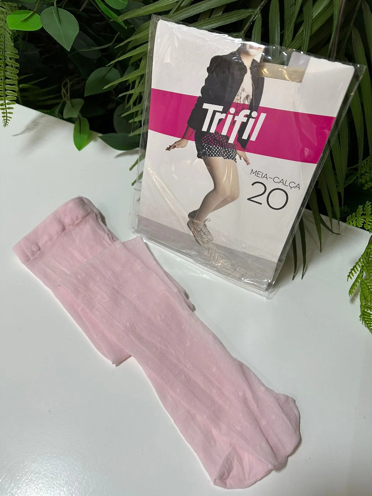 Meia Calça Fio 20 Trifil Juvenil Branca Gravatinha Glamim