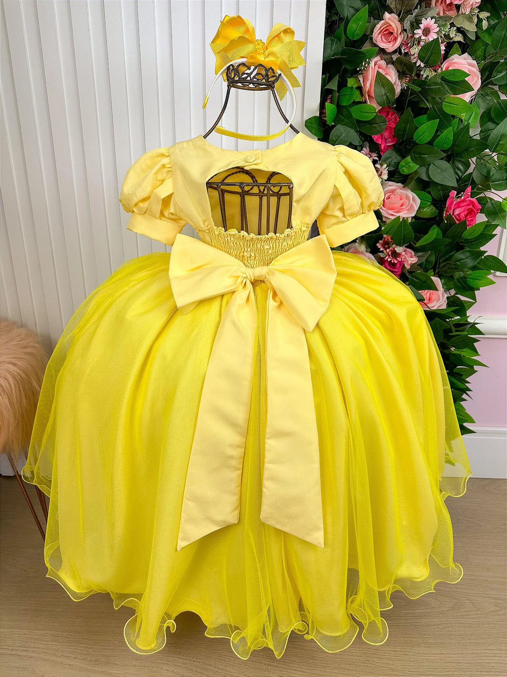Vestido Bella Child/Fantasia Longa Princesa Amarelo