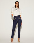 T-SHIRT FEMININA ALONGADA SILK MANGAS ONCA PRETA