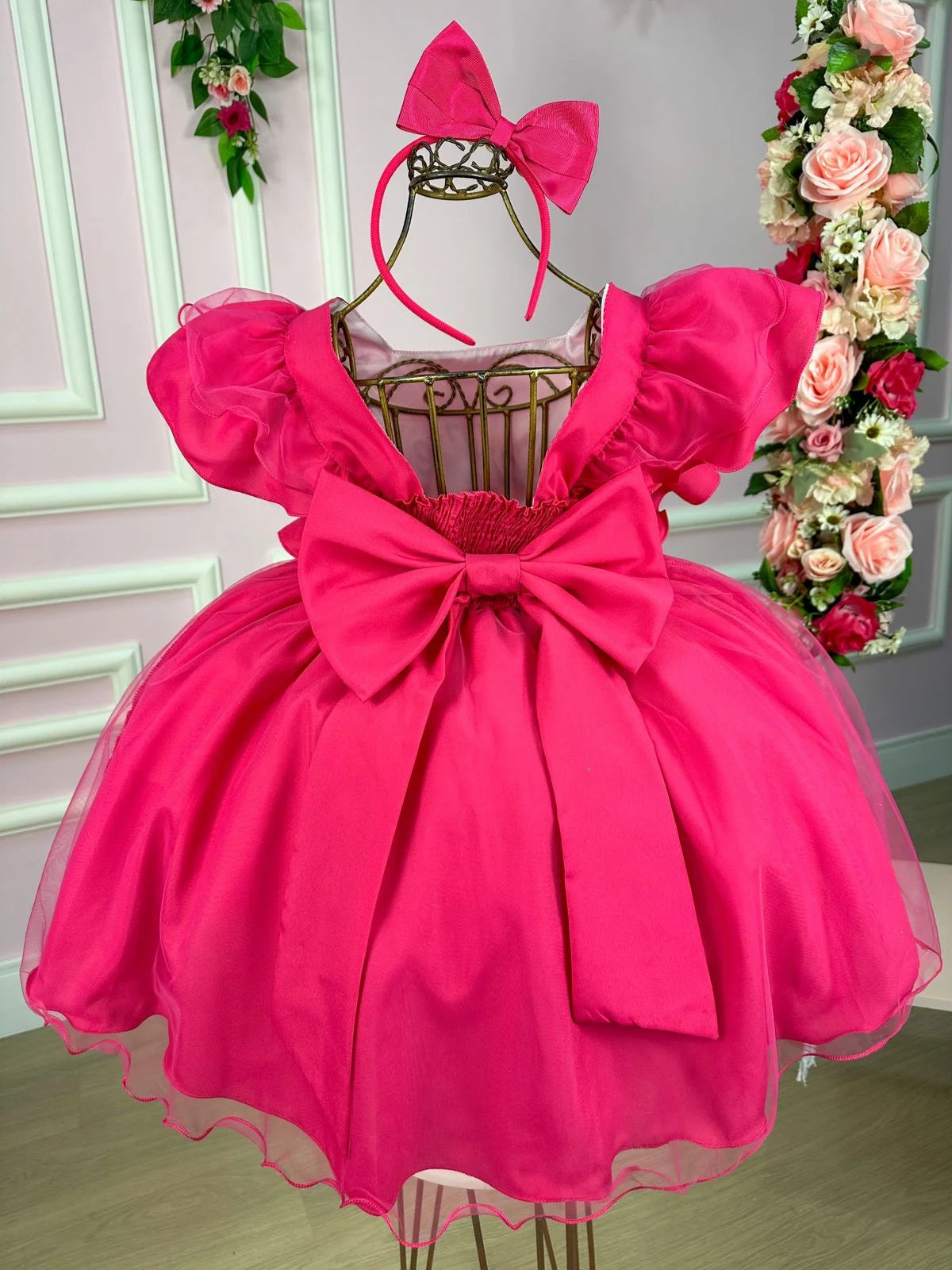 Vestido Princesa Belli Tematico Barbie Pink Babado Glamim