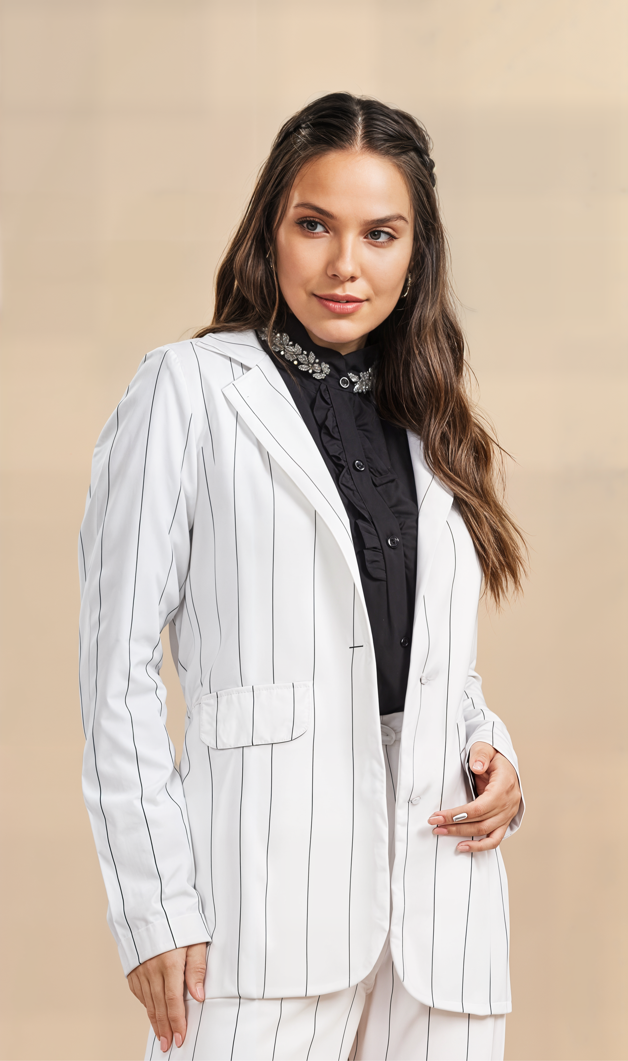 BLAZER RISCA DE GIZ BRANCO E PRETO