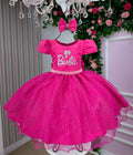 Vestido Tematico Barbie Pink Glitter Glamim