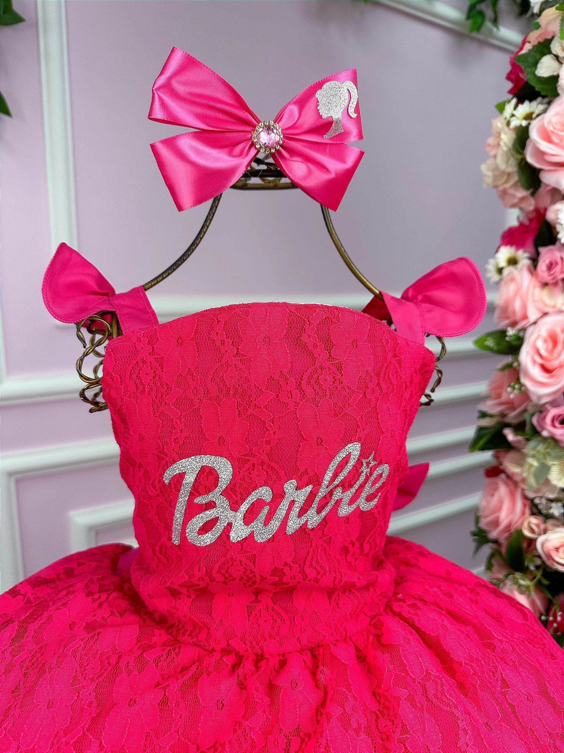 Vestido Princesa Belli Tematico Barbie Luxinho Pink Glamim